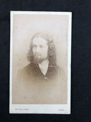 Victorian Carte De Visite Cdv: Young Gent: Long Curly Hair Beard: Wolverhampton