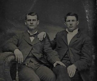 Tintype Photo T1128 2 Large Men Posing - One Has His Hand On The Other 