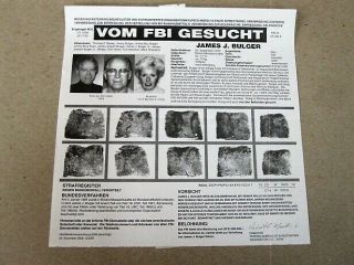 Vintage Fbi Wanted Poster,  2000,  James Whitey Bulger,  Boston In German