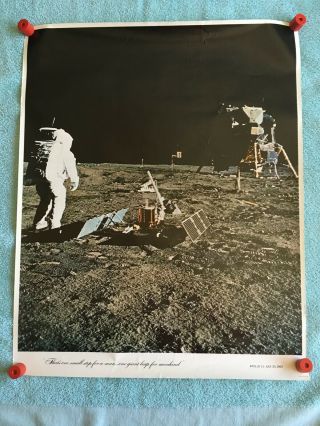 Vintage Apollo 11 Moon Landing Poster July 20,  1969