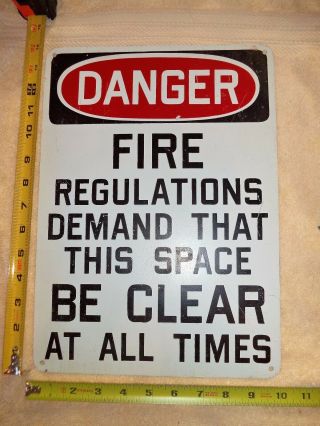 Vintage Industrial Factory Cold War Metal Danger Fire Regulation Sign Prop B3