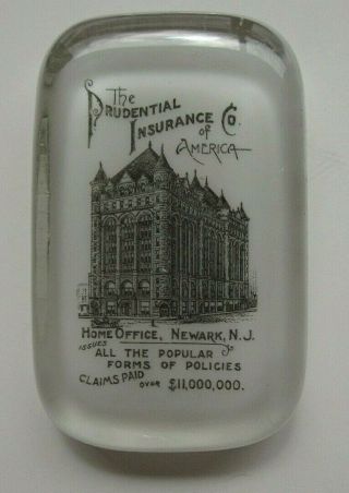 Prudential Insurance Newark N.  J.  Home Ofc.  Glass Advertising Paperweight Abrams