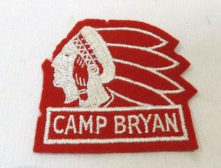 Vintage Camp Bryan Felt Patch - Boy Scouts Of America