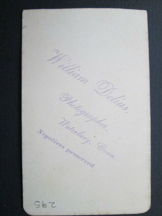 MERCHANT NAVY SAILOR - VICTORIAN CDV BY WILLIAM DELIUS,  WATERBURY,  CONN,  USA 2