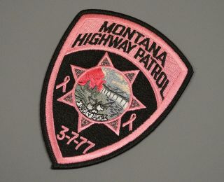 Montana Highway Patrol Pink Breast Cancer Awareness Patch,  Mhp Mt