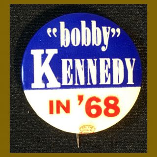 1968 Robert F.  Kennedy " Bobby " Campaign Pinback Pin Button 1.  5 " - Estate Fresh