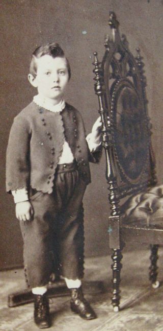 Antique Cw Era Cdv Photo Of Cute Boy Wearing Zouave Style Outfit Richmon Indiana