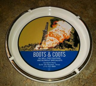 Htf Vintage Boots & Coots Ashtray Oil Well Field Blowout Firefighting Trinkets