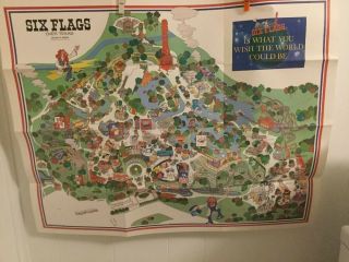 1976 Six Flags Over Texas Amusement Park Map Poster