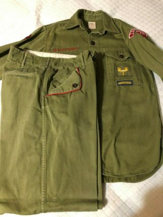 Vtg Bsa Boy Scout Official Uniform Shirt And Pants Neck 12 Sanforized 50 