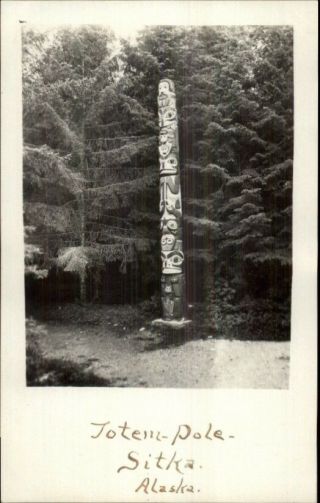 Sitka Ak Totem Pole C1910 Amateur Real Photo Postcard 3 Rtw