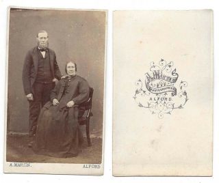 Cdv Victorian Gentleman & Lady Carte De Visite By Martin Of Alford