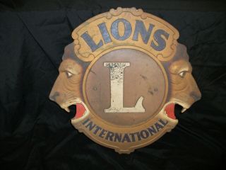 Vintage Lions Club International Molded Sign
