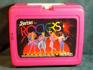 Vintage Barbie Rockers Lunchbox By Thermos Mattel 1987 Plastic Pink