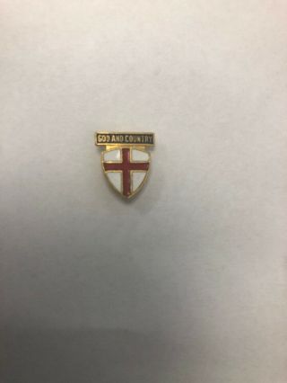 Boy Scout Award Badge God And Country Shield Cross Pin.  Rare.