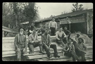 Vintage Occupational Rppc Postcard 1910s Lumber Workers Windham Vermont