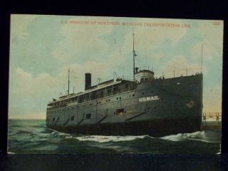 Ss Missouri Of Northern Michigan Transportation Line Us Mail Ship Postcard 1907