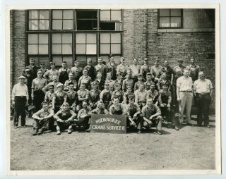 Milwaukee Crane Service Co.  Workers Men Overalls Vtg 1930s Group Photo