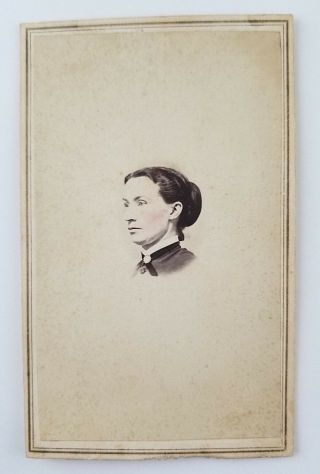 Cdv Photograph Portrait Of A Woman Color Tinted S L Buser Warren Illinois