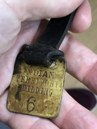 Rare Old (Oklahoma) Indian Territory Building Fob Tag 4