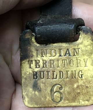 Rare Old (Oklahoma) Indian Territory Building Fob Tag 5