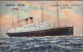 White Star Line Steamship Rms Adriatic C1915 Postcard 1