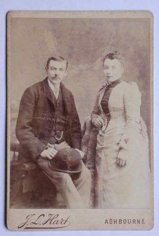 Cabinet Photo: Portrait Of A Young Couple.  By J.  Lovell Hart,  Ashbourne,  1890s