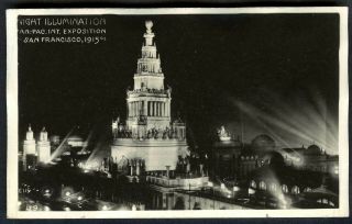 1915 San Francisco Ppie Panama - Pacific Expo Illuminated Rppc Real Photo Postcard
