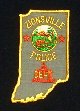 Vintage State Shape Zionsville Indiana Police Patch