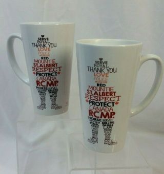 Royal Canadian Mounted Police Tall Coffee Mug Cup St Albert Rcmp Unique Set 2