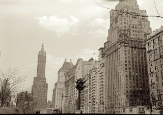 1940s Photo Negative Nyc Street Scene Shot Skyline Buildings Big Steel City