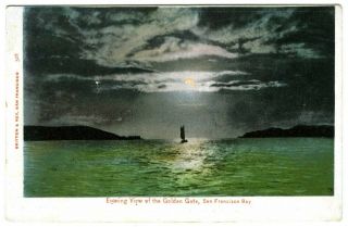 1900s Evening View Of San Francisco Bay And Golden Gate Postcard