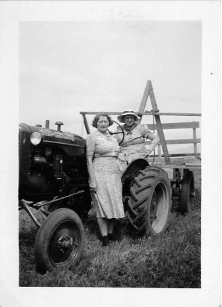 1940s Vintage Photograph Stocky Farm Women With Allis Chalmers Tractor
