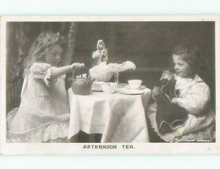 Rppc 1907 Girls Having Afternoon Tea Party With Their Dolls Ac8136