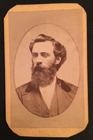 Vintage Cdv Photo Of Man With Long Beard From Elkhart Indiana 3791