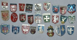 Polish Polska Poland City Crests Coat Of Arms Tourist Heraldic Castle Pin Badges