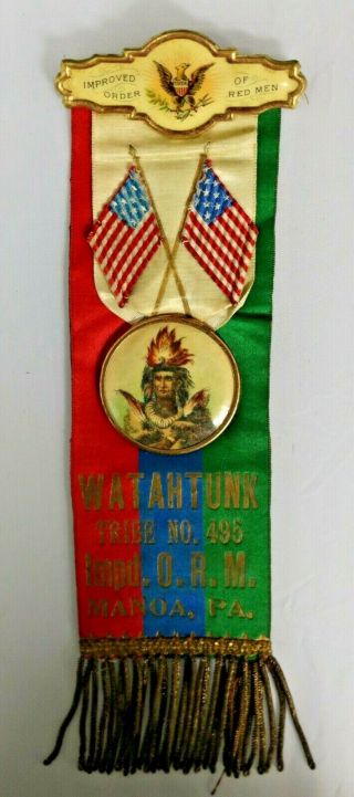 Order Of Red Men Watahtunk Tribe No.  495 Manoa Pennsylvania Badge Ribbon