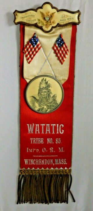 Improved Order Of Red Men Watatic Tribe No.  85 Winchendon,  Ma Badge Ribbon