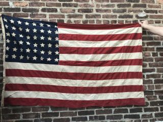 48 Star United States Flag - Hand Sewn Antique American Flag Large 66 " X 42 "