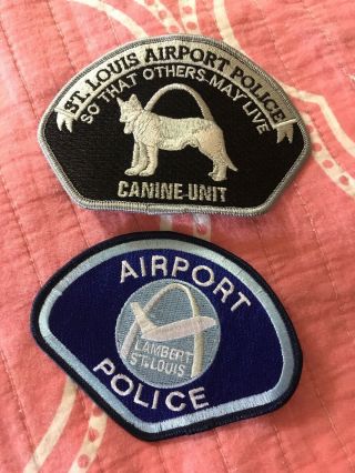 2 Airport Police Patches St.  Louis Lambert Regular And Canine.
