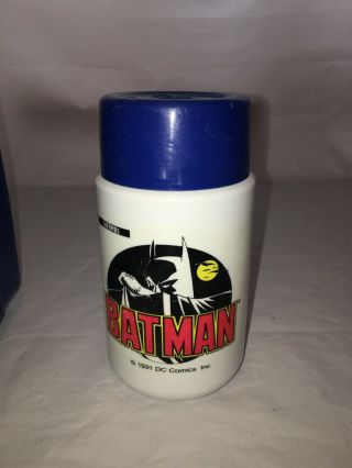 1991 VINTAGE BATMAN DC COMICS PLASTIC LUNCH BOX WITH THERMOS 3