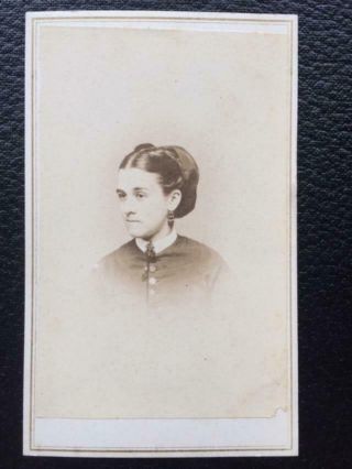 Antique 1800s Civil War Era Cdv Photo Woman Dress Westport Ct Munson
