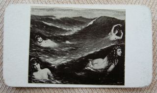 Cdv Size Art Card Album Filler Fantasy Print Of 4 Lovely Mermaids