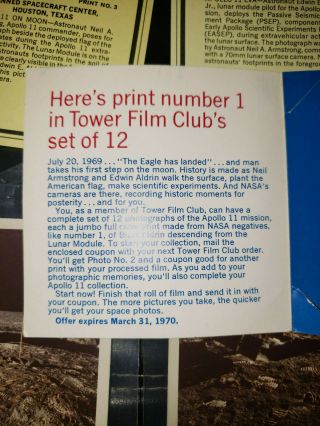 Apollo 11 pics,  Tower Film Club promo Sears Roebuck & Co.  Set of 12 complete 6