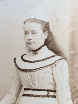 Victorian Photo: Cabinet Card: Young Girl White Cap: Kenderdine? Blackpool 2