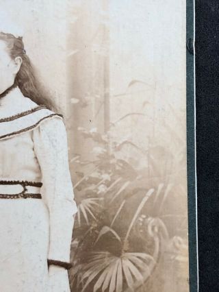 Victorian Photo: Cabinet Card: Young Girl White Cap: Kenderdine? Blackpool 3
