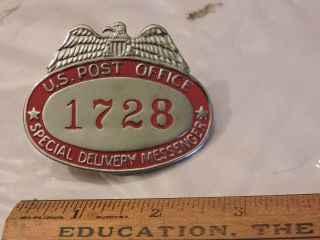 Obsolete Us Post Office Department Special Delivery Messenger Badge 1728 Tdbr