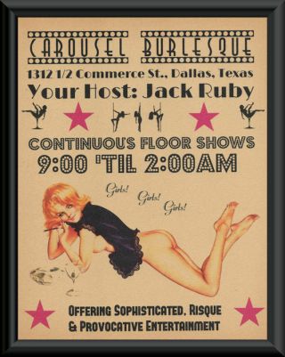 Jack Ruby Carousel Club Flyer Reprint On Old Paper Jfk Assassination 160
