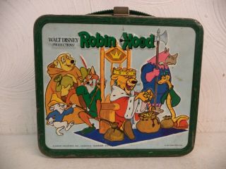 Vintage Aladdin Disney Robin Hood Metal Lunchbox No Thermos