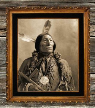 Antique Photo Indian Chief Wolf Robe W/ Peace Medal Vintage Photo Print 5x7